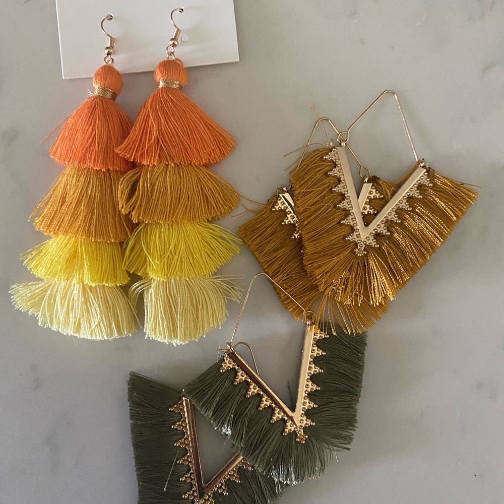 Multicolor Tassel Earrings Set
